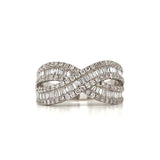 18KW Diamond Cross Over Fashion Ring w/ 0.98 ctw, Size 6.5