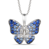 14K White Gold Ombre Pendant featuring Denim Ombré, Diamonds and White Sapphires