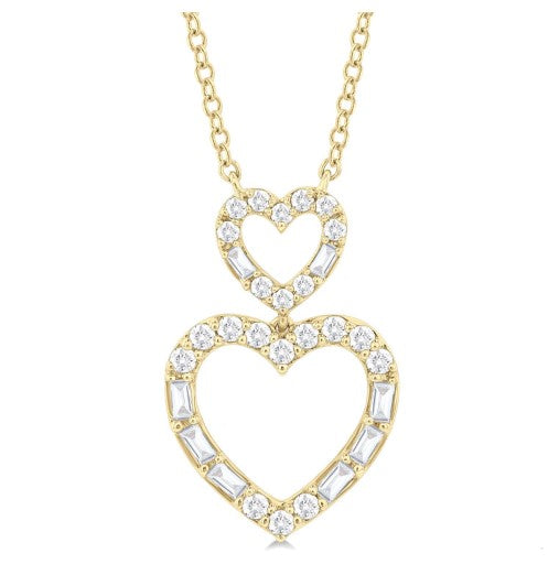 10KY Diamond Twin Heart Necklace w/ 0.30 carat tw