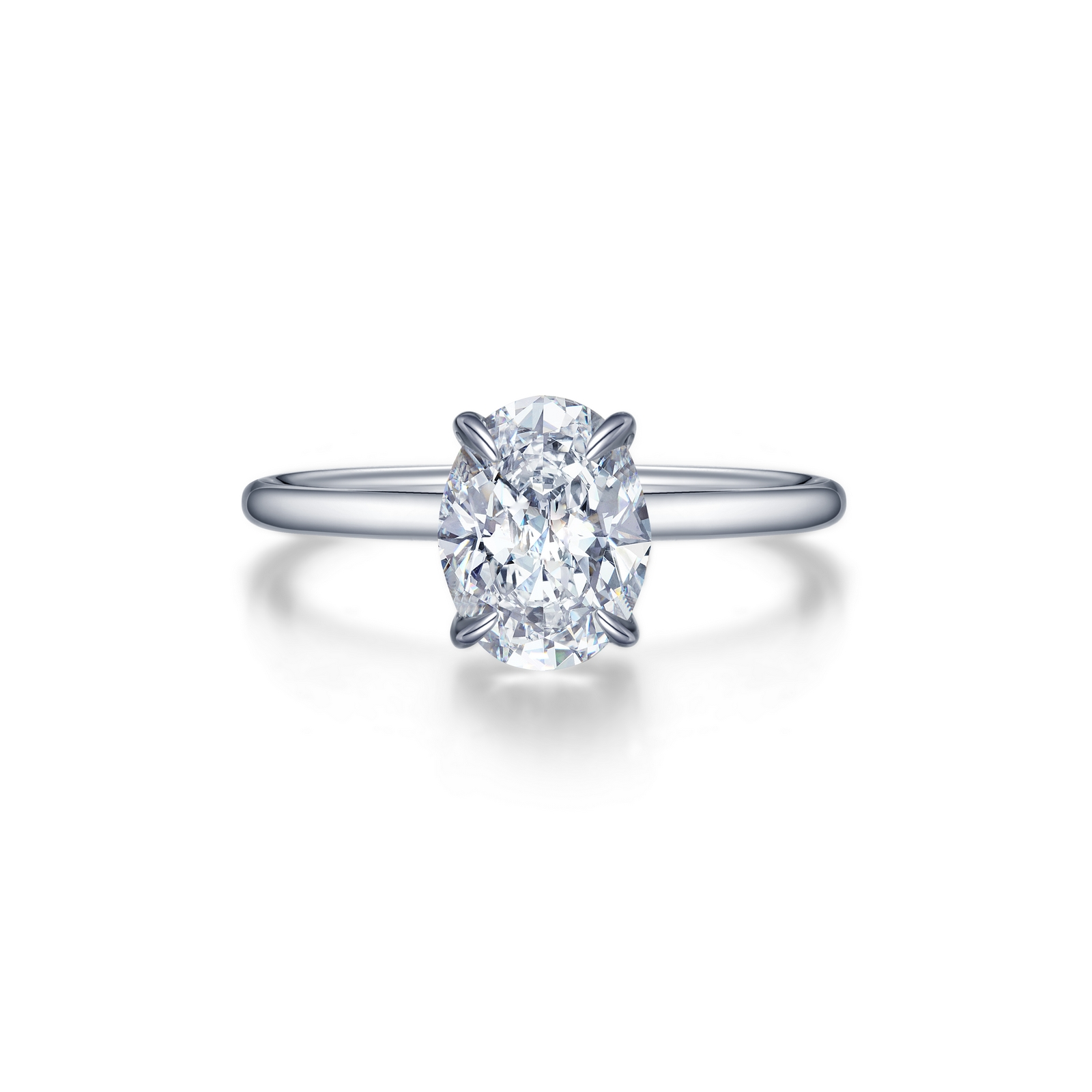 Sterling Silver Oval Engagement Ring, 2.00 Carat CZ TW