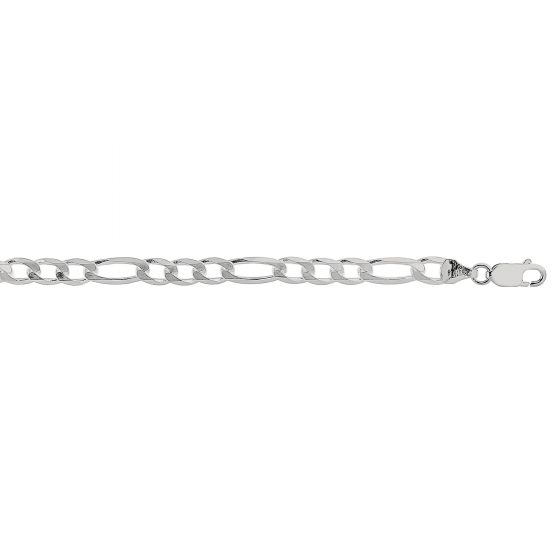 Sterling Silver (5.5 mm) Figaro Chain w/ Rhodium Plating, 22"