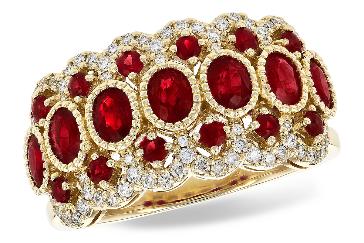 14K Yellow Gold (1.90Carat TW) Ruby and (0.25Carat TW) Diamond Fashion Ring