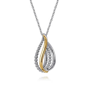 Sterling Silver/14K Yellow Gold Bujukan Multiple Row Teardrop Pendant