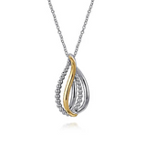 Sterling Silver/14K Yellow Gold Bujukan Multiple Row Teardrop Pendant
