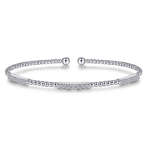 White Gold  Bujukan Diamond Stations Bangle Bracelet