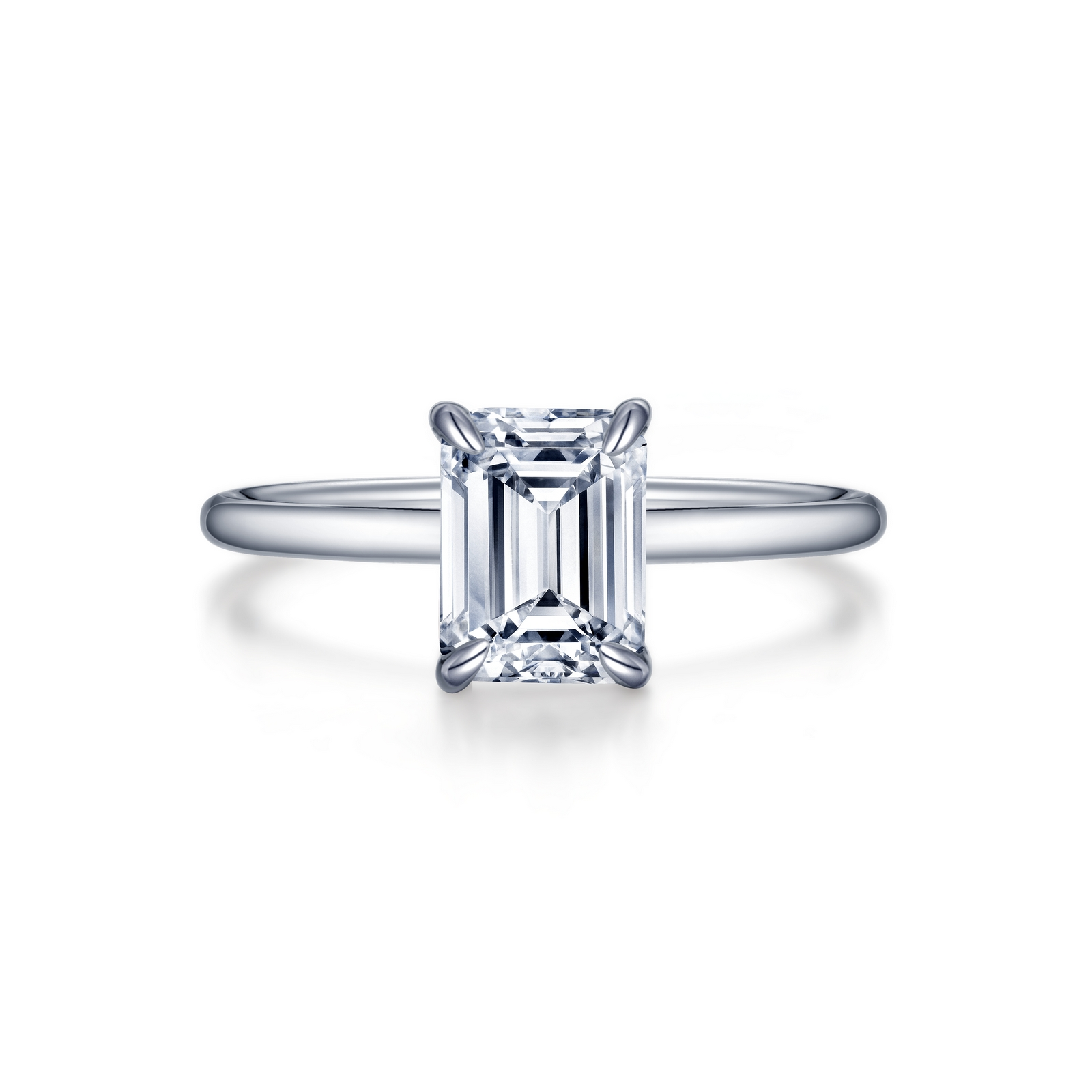 Sterling Silver Emerald Cut Engagement Ring, 2.00 Carat CZ TW