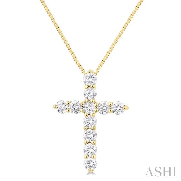 14K Yellow Gold  .33Carat TW Diamond Cross Pendant