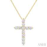 14K Yellow Gold  .33Carat TW Diamond Cross Pendant
