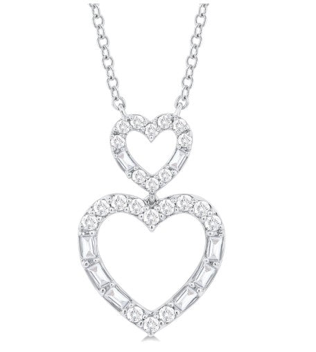 10KW Double Heart Necklace w/ 0.30 ctw & 18"