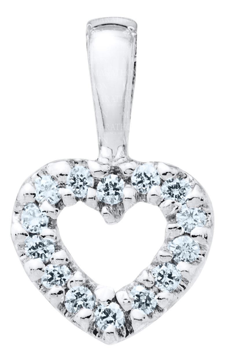 Sterling Silver Open Heart Diamond Pendant