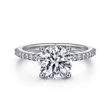 14K White Gold Round Diamond Engagement Ring w/ 0.14