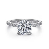 14K White Gold Round Diamond Engagement Ring w/ 0.14