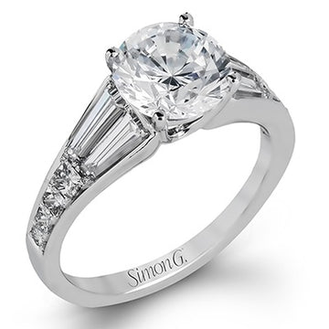 18K White Gold Simon G Diamond Engagement Semi Mount Ring,  0.96 ctw
