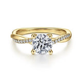 14K Yellow Gold Twisted Round Diamond Engagement Ring w/ 0.14 ctw