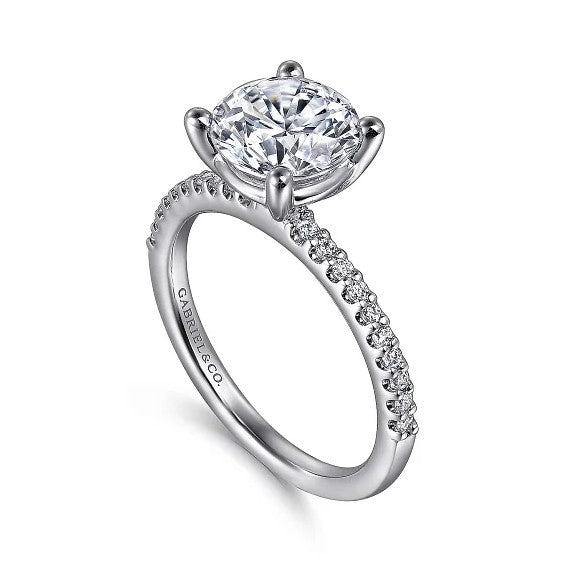 14K White Gold Round Diamond Engagement Ring w/ 0.14