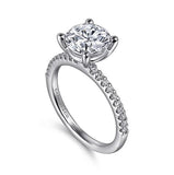 14K White Gold Round Diamond Engagement Ring w/ 0.14