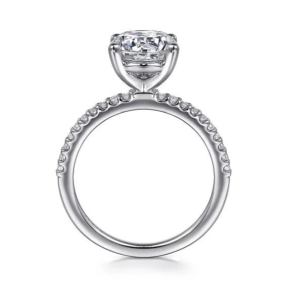 14K White Gold Round Diamond Engagement Ring w/ 0.14