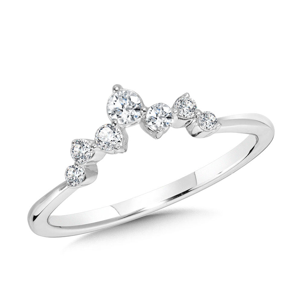 14K White Gold Diamond Chevron Band, 0.25 Carat TW