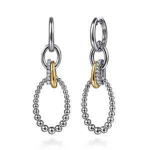 Sterling Silver/14K Yellow Gold .27Carat TW White Sapphires Bujukan Link Drop Earrings