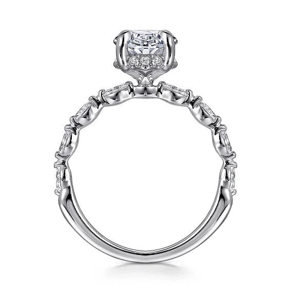 14KW Oval Hidden Halo Diamond Engagement Ring