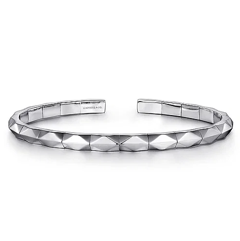 Sterling Silver Faceted Open Cuff Bracelet