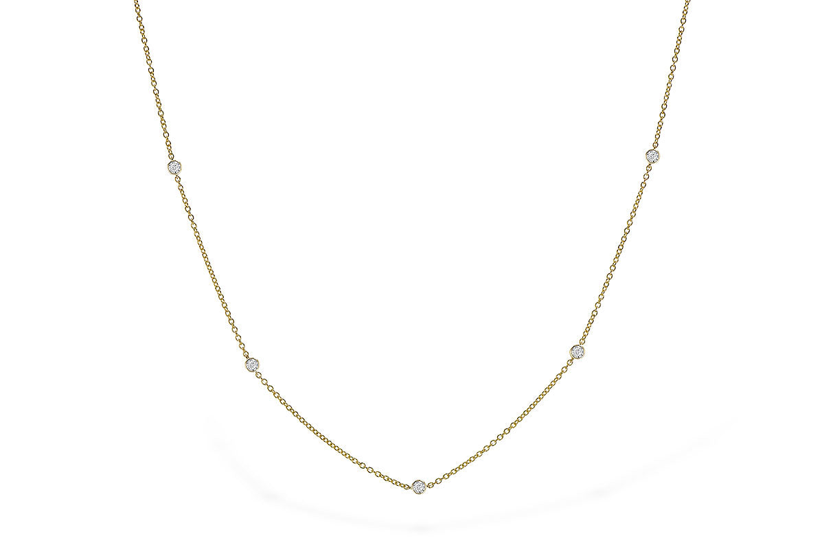 14K Yellow Gold Bezel Set Diamond Station Necklace, 0.25 Carat TW
