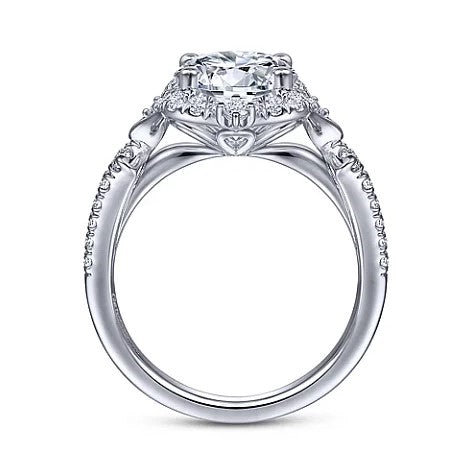 14KW Veronique Vintage Inspired Halo Diamond Engagement Ring w/ 0.37 ctw