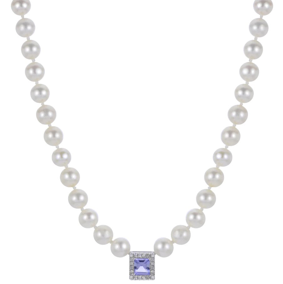 14KW Freshwater Pearl, Tanzanite, & Diamond Pearl Strand w/ 0.12 ctw Dia.
