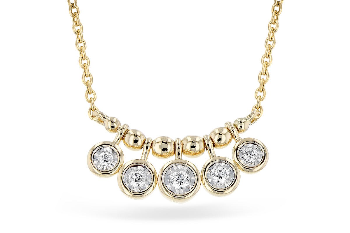 14KY Diamond Station Necklace w/ 0.09 ctw
