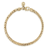 14K Yellow Gold Men's Hollow Wheat Chain  4MM Bracelet