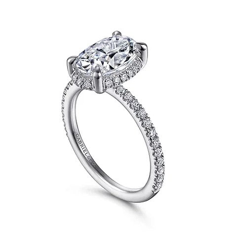 Platinum Hart Hidden Halo Oval Diamond Engagement Ring w/ 0.35 ctw
