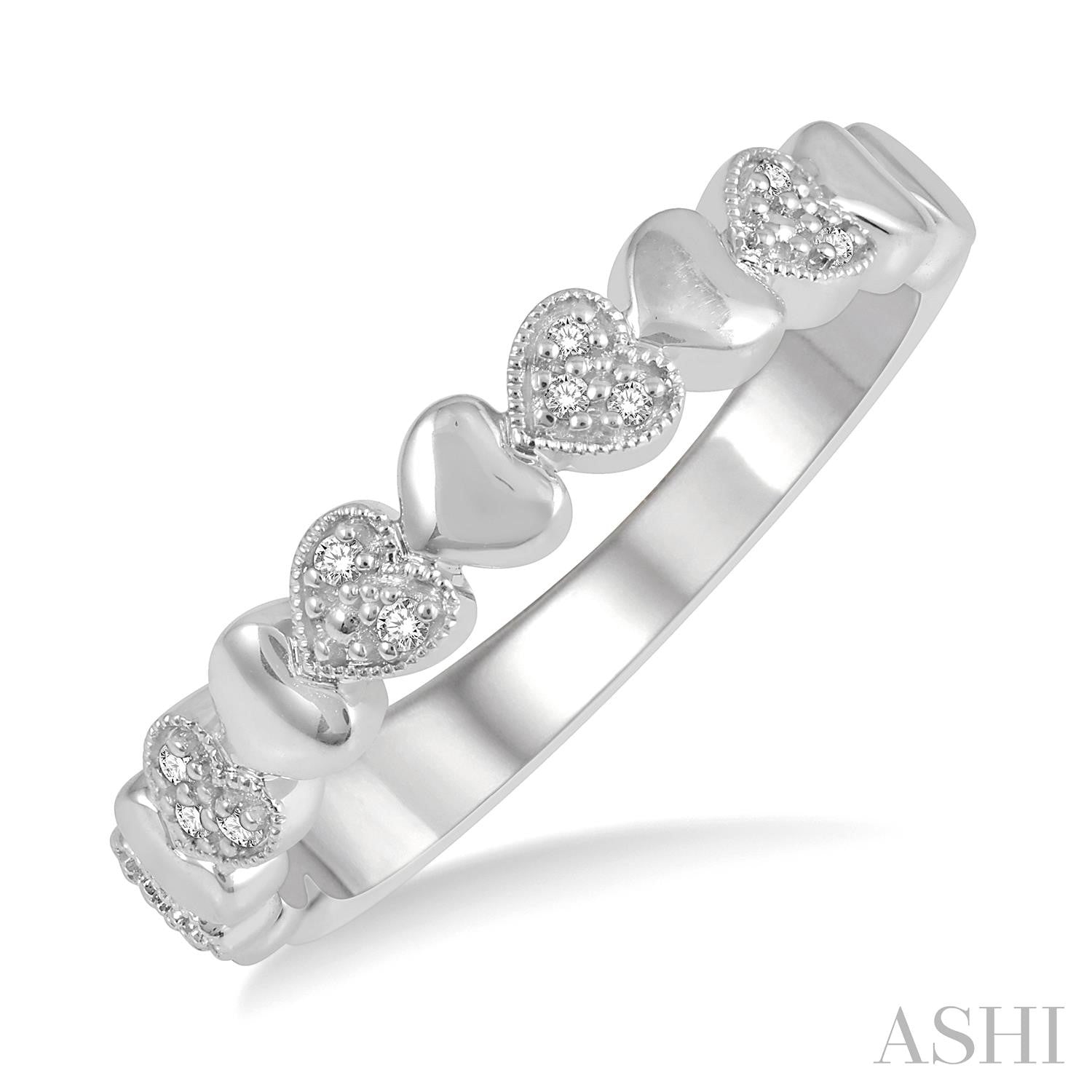 Sterling Silver Diamond Round Mini Heart Ring, 0.50 CTW