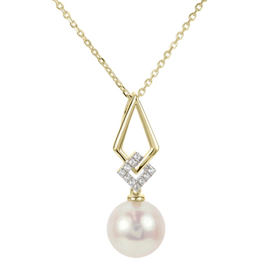 14KY Freshwater Pearl & Diamond Necklace w/ 0.04 ctw & 18"