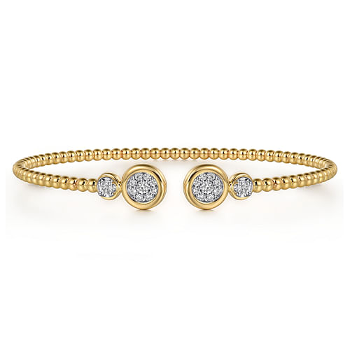 14K White/Yellow Gold Diamond Bujukan Bangle Bracelet, 0.27Carat TW