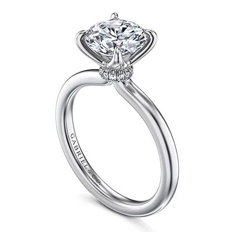 14KW Round Solitaire Diamond Engagement Ring w/ 0.04 ctw