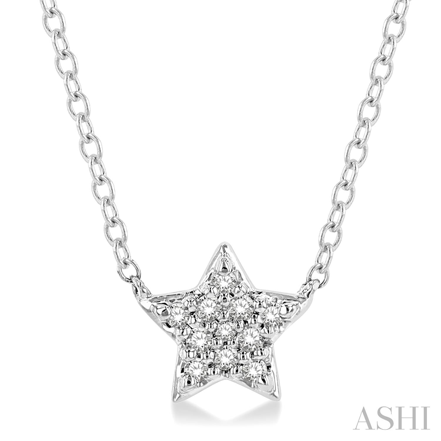 10KW Diamond Star Petite Fashion Necklace w/ 0.08 ctw 18" Chain