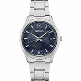 White Stainless Steel Casual Watch w/ Blue Dial