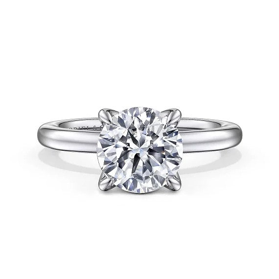 14KW Round Solitaire Diamond Engagement Ring w/ 0.04 ctw