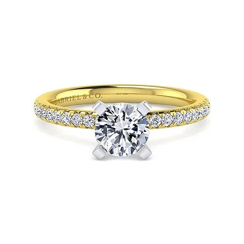 14KY Diamond Round Solitare Engagement Ring w/ 0.21 ctw