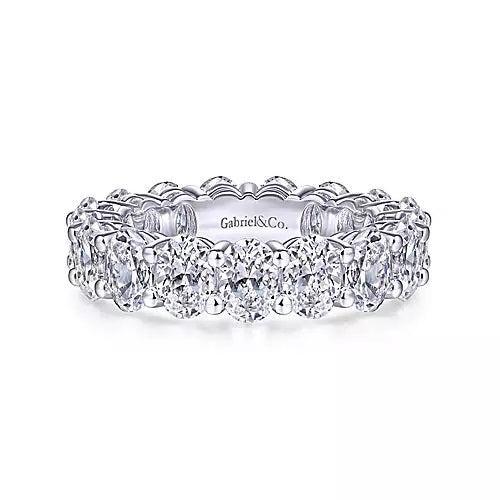 14K White Gold Oval Diamond Eternity Band, 5.50 Carats tw