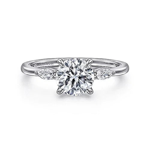 14K White Gold Semi-Mount Diamond Engagement Ring with 0.17 carat total weight side diamonds