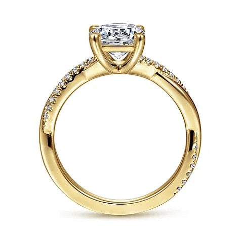 14K Yellow Gold Twisted Round Diamond Engagement Ring w/ 0.14 ctw
