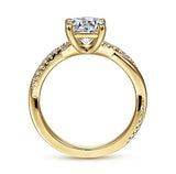14K Yellow Gold Twisted Round Diamond Engagement Ring w/ 0.14 ctw