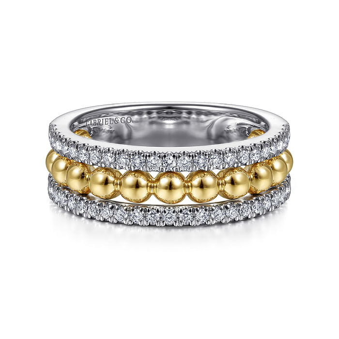 Two Tone Diamond Wide Band Ring, 0.38 Carat TW