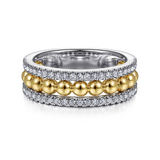 Two Tone Diamond Wide Band Ring, 0.38 Carat TW