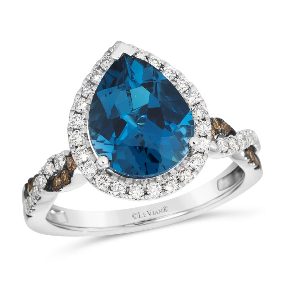 14K White Gold London Blue Topaz Ring, 3.00 Carat TW (0.42 dia. tw)