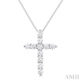 14K White Gold .33Carat TW Diamond Cross Pendant