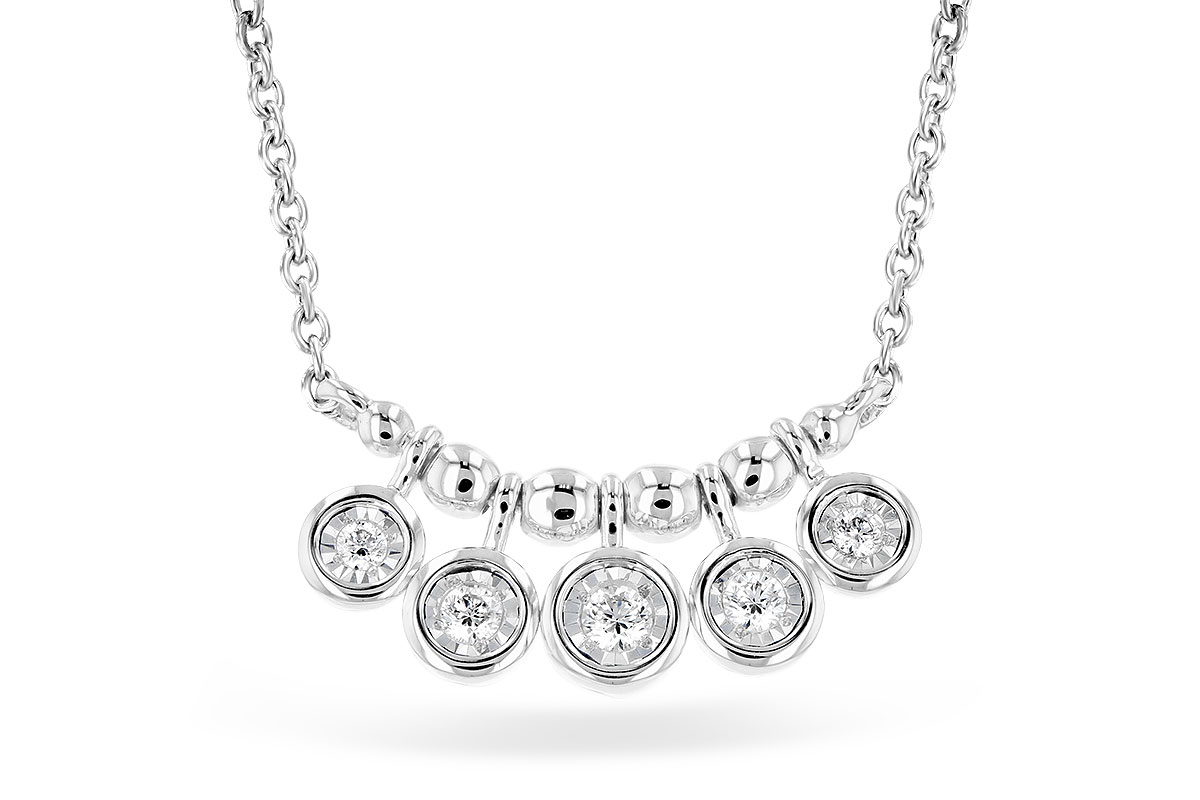 14KY Diamond Station Necklace w/ 0.09 ctw