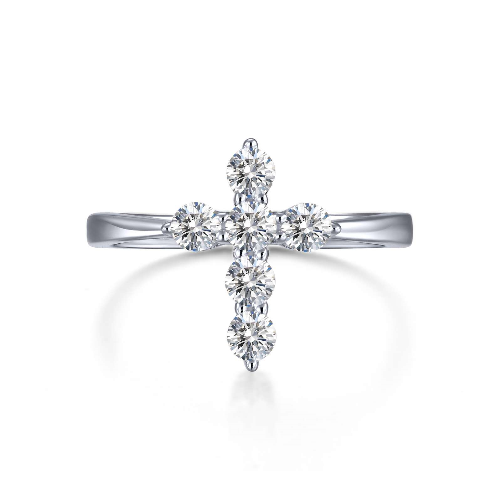 Sterling Silver Cross Ring, 0.30 Carat TW