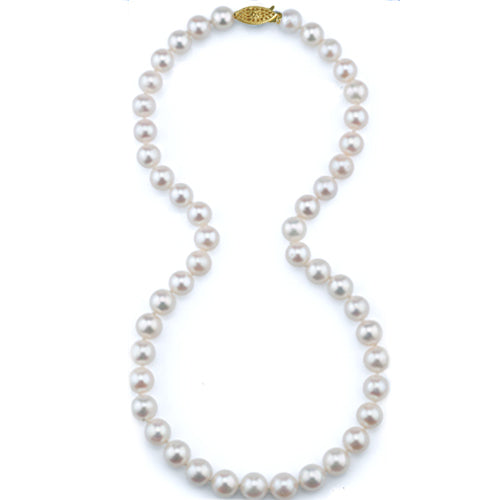 14KW  "AA" Quality Freshwater Cultured Pearl Strand w/ 7 -- 7.5 mm Pearls, 18" Chain